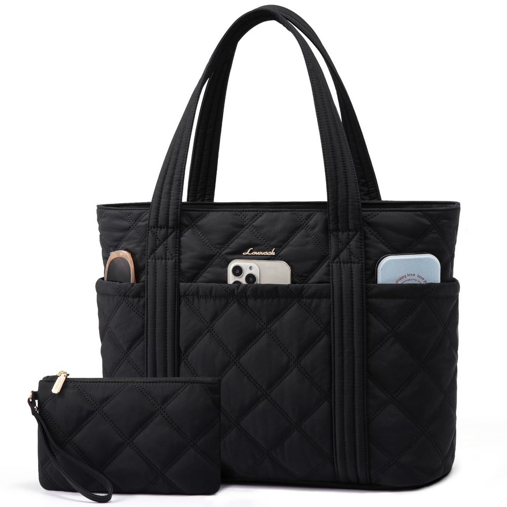 Puffer Tote Bag, Puffy 17" Work Tote Bags, Travel Essentials With O_O